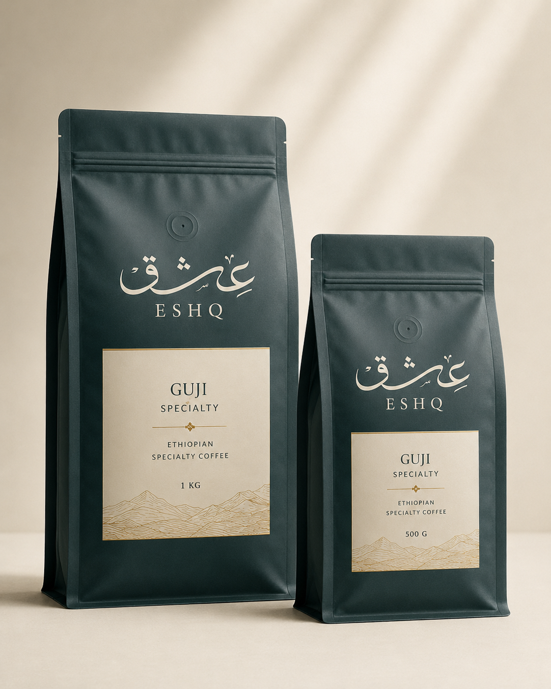 ESHQ Guji Specialty — 1 kg and 500 g Ethiopian specialty coffee pouches